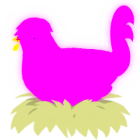 A plum chicken with a lace pattern