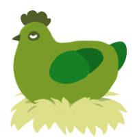 looigi, a chartreuse and leaf chicken