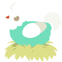 A mint and white chicken with a head pattern