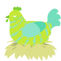 Duncaaron lovechild, a lime and mint chicken with a bar pattern