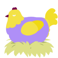 A lilac and yellow chicken with a head pattern