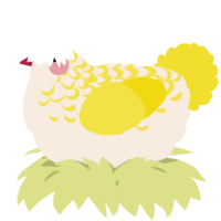 A cream and yellow chicken with a half-lace pattern