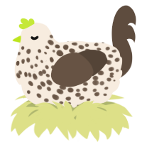 A cream and bark chicken with a speckle pattern