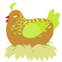 A gold and lime chicken with a half-lace pattern