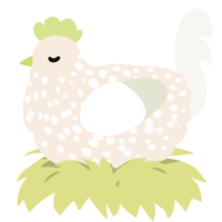 A cream and white chicken with a speckle pattern