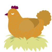 A orange and gold chicken with a lace pattern