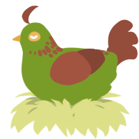 A chartreuse and russet chicken with a neck-speckle pattern
