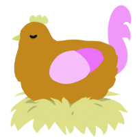 A ochre and lavender chicken