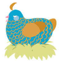 A cerulean and orange chicken with a lace pattern