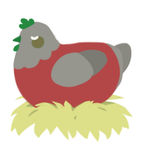 A red and ash chicken with a head pattern