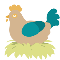 A beige and teal chicken