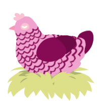 A pink and wine chicken with a lace pattern