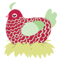 A crimson and gluppy chicken with a lace pattern