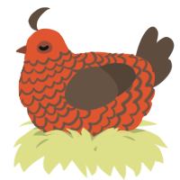 A vermilion and bark chicken with a lace pattern