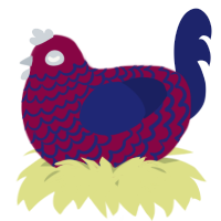 A maroon and navy chicken with a lace pattern