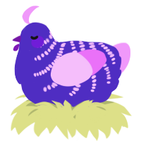A indigo and lavender chicken with a half-bar pattern