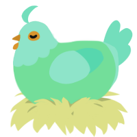 A spring and mint chicken with a head pattern