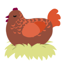 Crema, a russet and vermilion chicken with a half-lace pattern