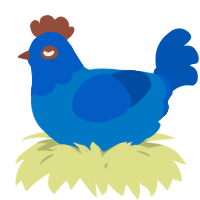 A sapphire and ultramarine chicken with a head pattern