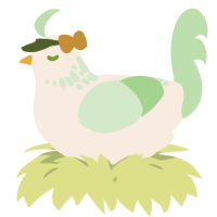 A cream and gluppy chicken with a neck-speckle pattern