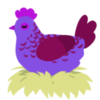 A blurple and wine chicken with a half-lace pattern
