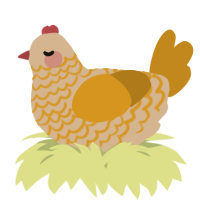 A beige and ochre chicken with a lace pattern