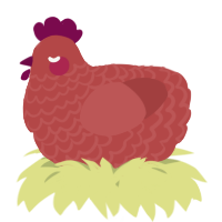 A red chicken with a lace pattern