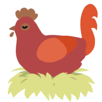 A red and vermilion chicken