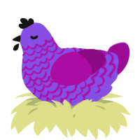 A blurple and plum chicken with a lace pattern