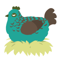 A turquoise and bark chicken with a half-lace pattern