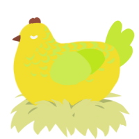 A yellow and lime chicken with a half-lace pattern