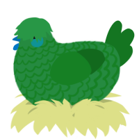 A viridian and leaf chicken with a lace pattern