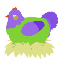 A grass and blurple chicken with a head pattern