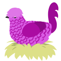 A orchid and plum chicken with a lace pattern