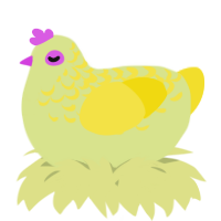 A lemon and yellow chicken with a half-lace pattern
