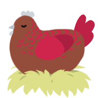 A russet and crimson chicken with a half-lace pattern