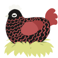 A sable and red chicken with a lace pattern