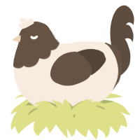 A cream and bark chicken with a head pattern