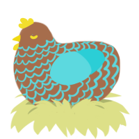 Sugar Cookie, a brown and aqua chicken with a lace pattern