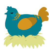 A sea and ochre chicken with a neck-band pattern