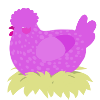A orchid chicken with a speckle pattern