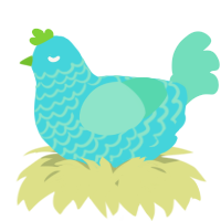 A aqua and mint chicken with a lace pattern