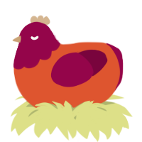A vermilion and maroon chicken with a head pattern