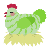 A gluppy and grass chicken with a bar pattern