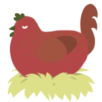 A red and russet chicken with a half-lace pattern