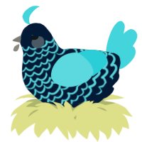 A tumblr and aqua chicken with a lace pattern