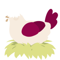 A cream and maroon chicken