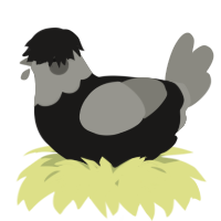 A sable and ash chicken with a head pattern