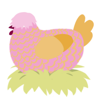 A pink and honey chicken with a lace pattern