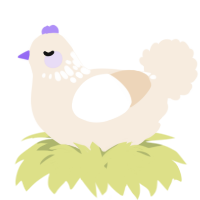 A cream chicken with a neck-speckle pattern